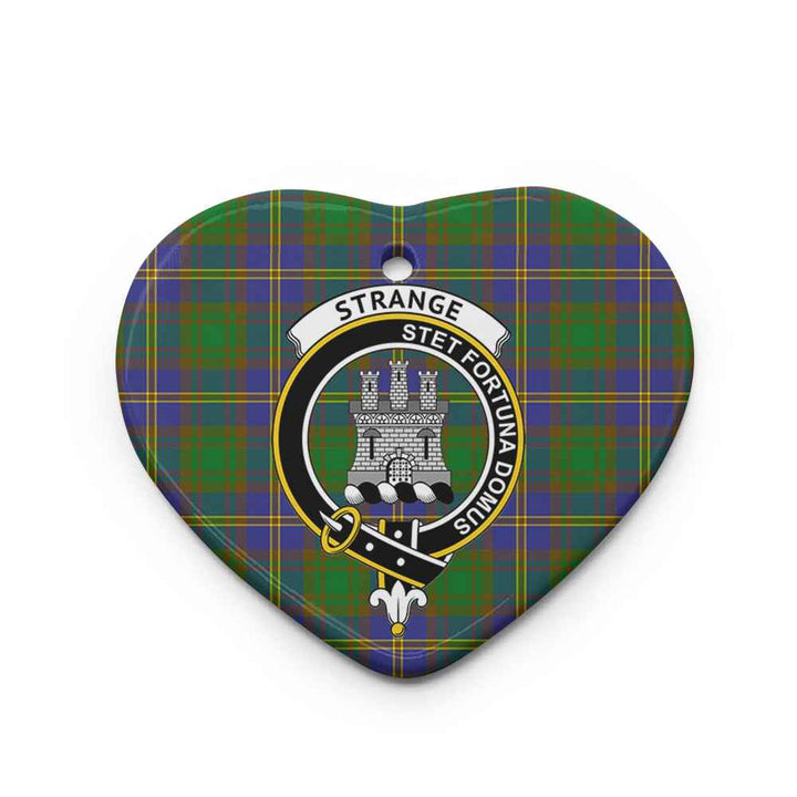 Scottish Strange (or Strang) Clan Crest Tartan Ceramic Ornament Heart Shape Tartan Plaid