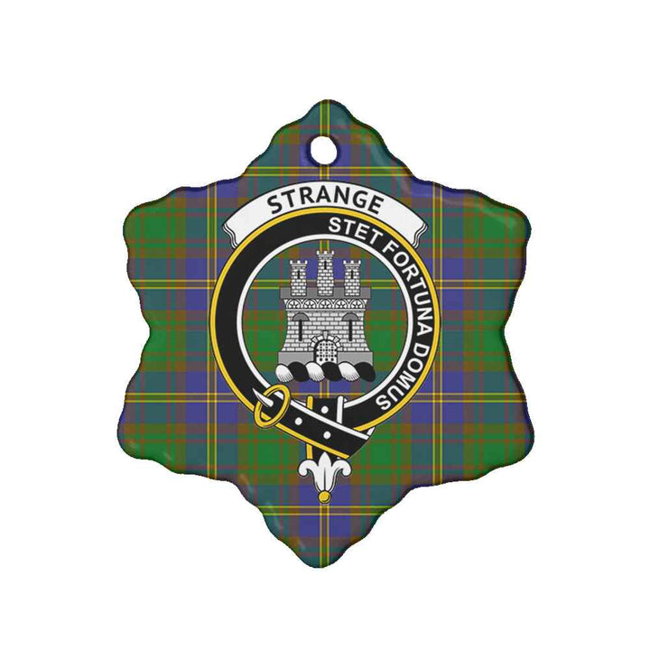 Scottish Strange (or Strang) Clan Crest Tartan Ceramic Ornament Snow Flake Shape Tartan Plaid