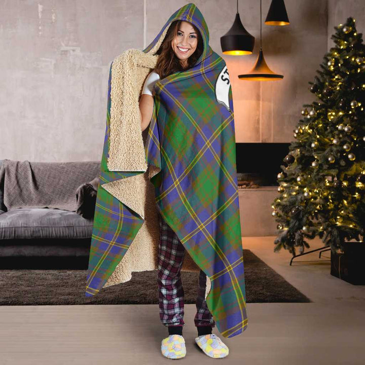 Scottish Strange (or Strang) Clan Crest Tartan Hooded Blanket Tartan Plaid 6
