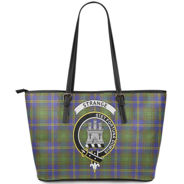 Scottish Strange (or Strang) Clan Crest Tartan Leather Tote Tartan Plaid