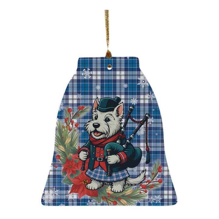 Scottish Strathclyde District Clan Tartan Ceramic Ornament Cute Scottish Terrier Dog Bell Style Tartan Plaid