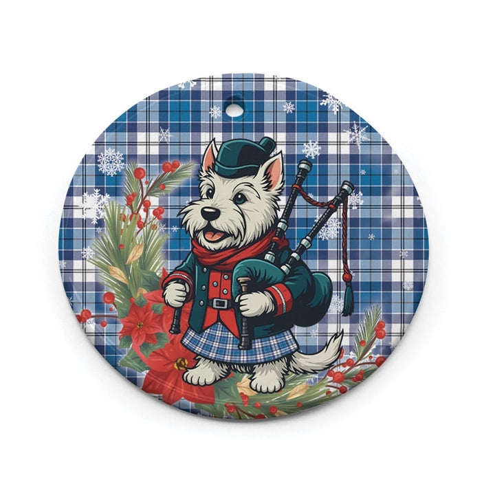 Scottish Strathclyde District Clan Tartan Ceramic Ornament Cute Scottish Terrier Dog Circle Style Tartan Plaid