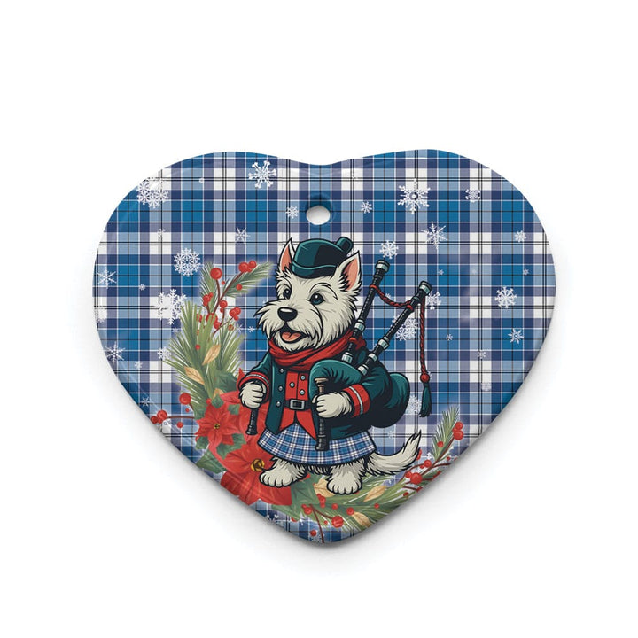 Scottish Strathclyde District Clan Tartan Ceramic Ornament Cute Scottish Terrier Dog Heart Style Tartan Plaid