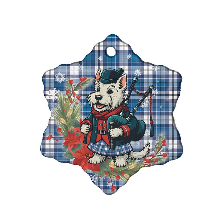 Scottish Strathclyde District Clan Tartan Ceramic Ornament Cute Scottish Terrier Dog Snow Flake Style Tartan Plaid