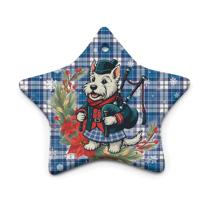 Scottish Strathclyde District Clan Tartan Ceramic Ornament Cute Scottish Terrier Dog Star Style Tartan Plaid