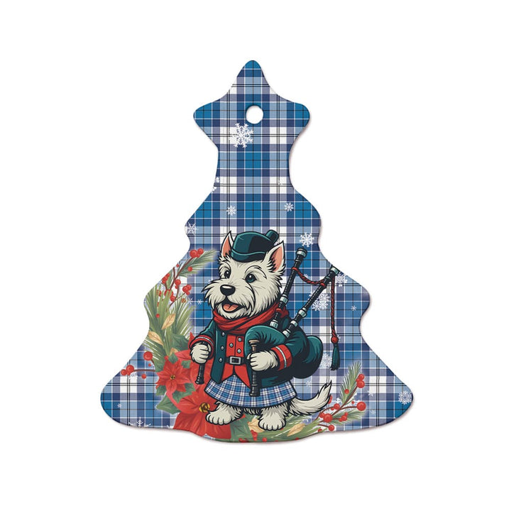 Scottish Strathclyde District Clan Tartan Ceramic Ornament Cute Scottish Terrier Dog Tree Style Tartan Plaid