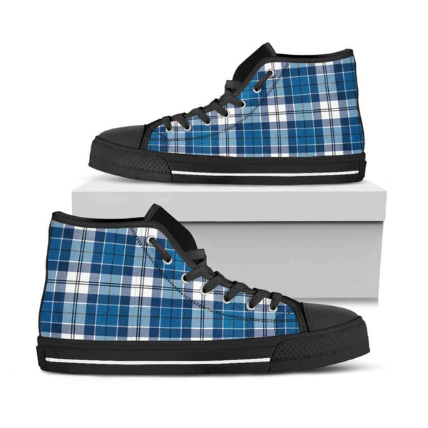 Scottish Strathclyde District Clan Tartan High Top Shoes Black Sole Tartan Plaid