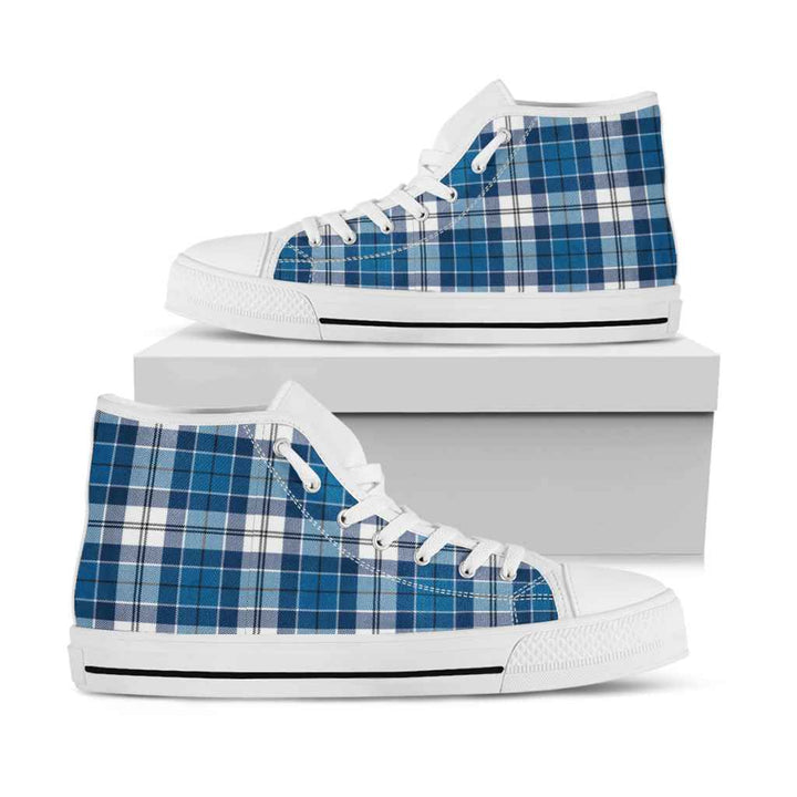 Scottish Strathclyde District Clan Tartan High Top Shoes White Sole Tartan Plaid