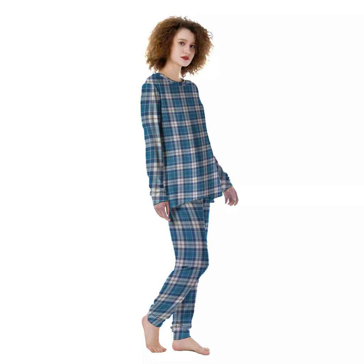 Scottish Strathclyde District Clan Tartan Pajama Set Women Front Side Tartan Plaid