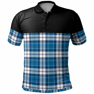 Scottish Strathclyde District Clan Tartan Polo Shirt - Horizontal Style Front Side Tartan Plaid