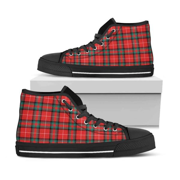 Scottish Stuart of Bute Clan Tartan High Top Shoes Black Sole Tartan Plaid