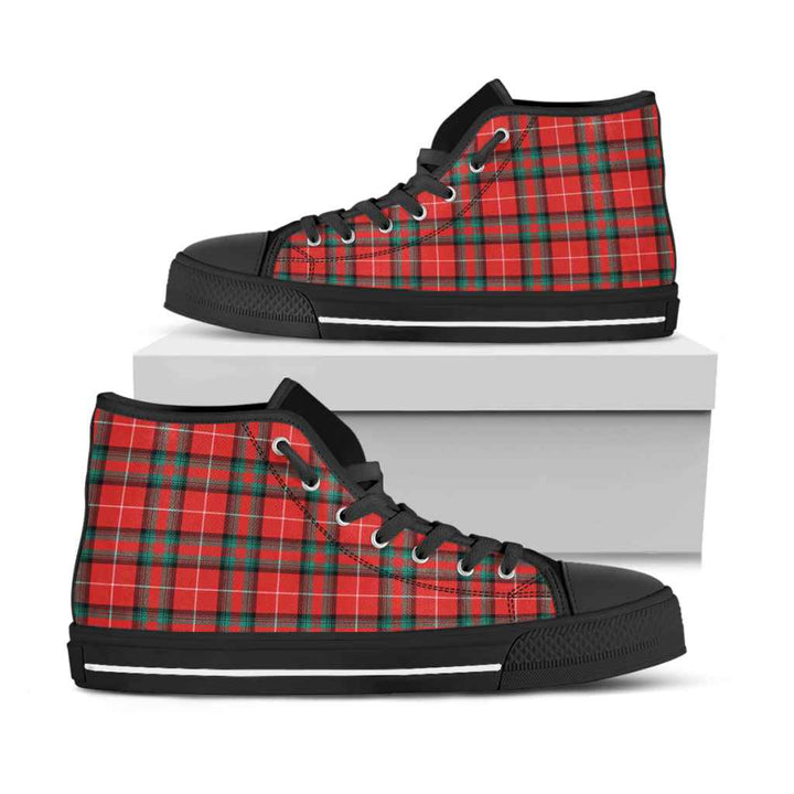 Scottish Stuart of Bute Clan Tartan High Top Shoes Black Sole Tartan Plaid