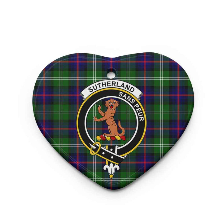 Scottish Sutherland I Clan Crest Tartan Ceramic Ornament Heart Shape Tartan Plaid