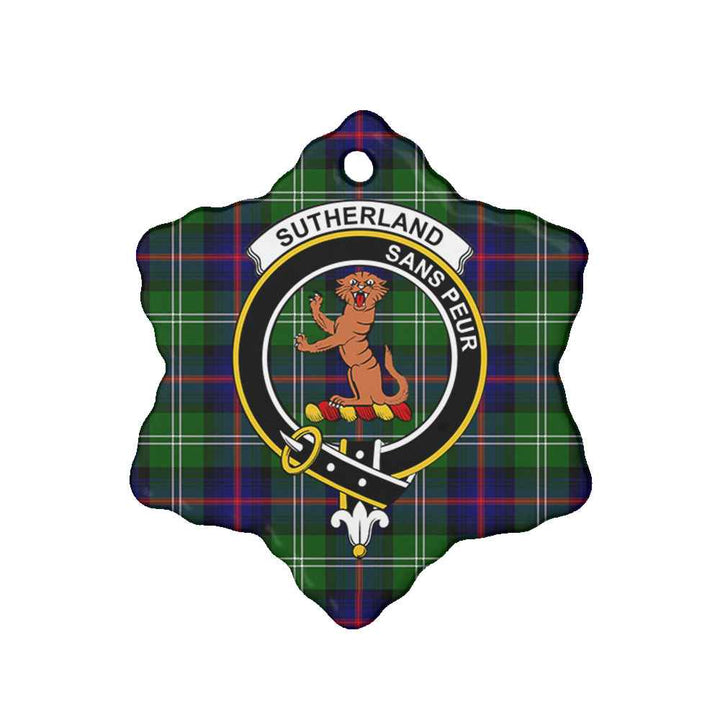 Scottish Sutherland I Clan Crest Tartan Ceramic Ornament Snow Flake Shape Tartan Plaid