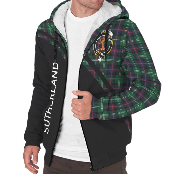 Scottish Sutherland I Clan Crest Tartan Curve Sherpa Hoodie