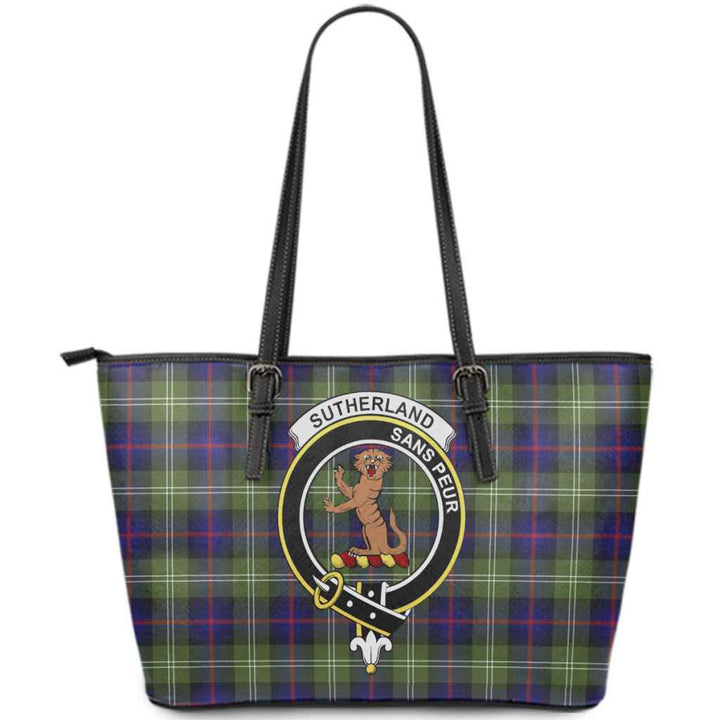 Scottish Sutherland I Clan Crest Tartan Leather Tote Tartan Plaid