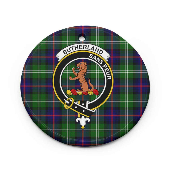 Scottish Sutherland II Clan Crest Tartan Ceramic Ornament Circle Shape Tartan Plaid