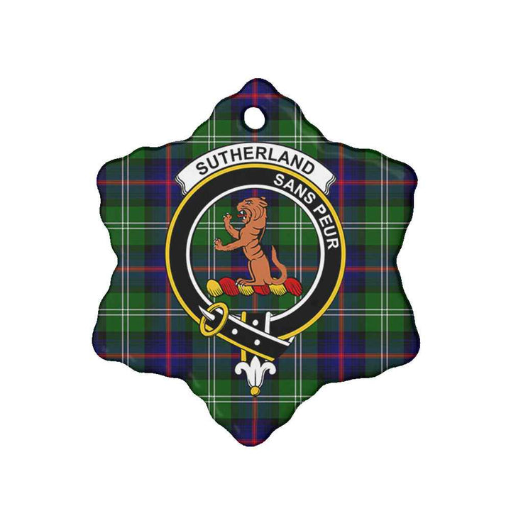Scottish Sutherland II Clan Crest Tartan Ceramic Ornament Snow Flake Shape Tartan Plaid