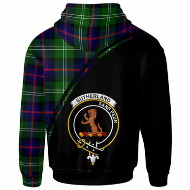 Scottish Sutherland II Clan Crest Tartan Curve Hoodie Back Side Tartan Plaid