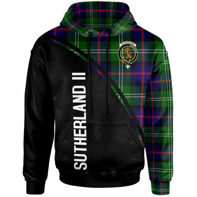 Scottish Sutherland II Clan Crest Tartan Curve Hoodie Front Side Tartan Plaid