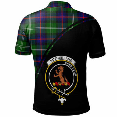Scottish Sutherland II Clan Crest Tartan Curve Polo Shirt Back Side Tartan Plaid