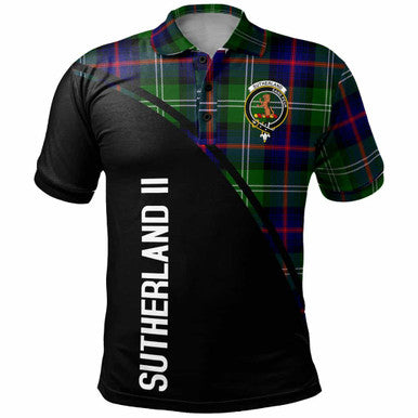 Scottish Sutherland II Clan Crest Tartan Curve Polo Shirt Front Side Tartan Plaid