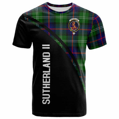 Scottish Sutherland II Clan Crest Tartan Curve T-Shirt Front Side Tartan Plaid