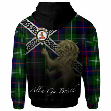 Scottish Sutherland II Clan Crest Tartan Hoodie - Scotland Lion Back Side Tartan Plaid