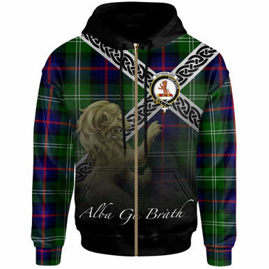 Scottish Sutherland II Clan Crest Tartan Hoodie - Scotland Lion Zip-up Tartan Plaid