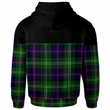 Scottish Sutherland II Clan Crest Tartan Hoodie - Horizontal Style Back Side Tartan Plaid