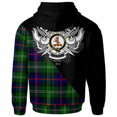 Scottish Sutherland II Clan Crest Tartan Hoodie - Military Logo Back Side Tartan Plaid