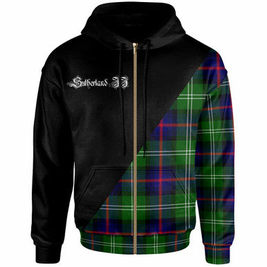 Scottish Sutherland II Clan Crest Tartan Hoodie - Military Logo Zip-up Tartan Plaid