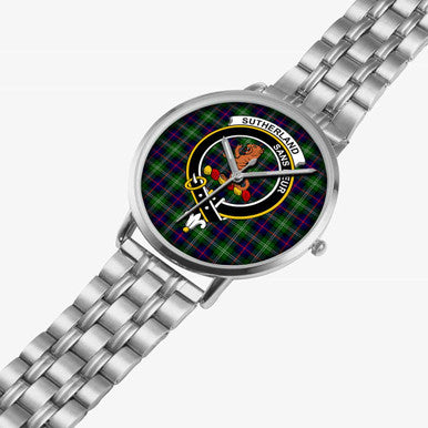 Scottish Sutherland II Clan Crest Tartan Instafamous Steel Quartz Watches Tartan Plaid Silver 2