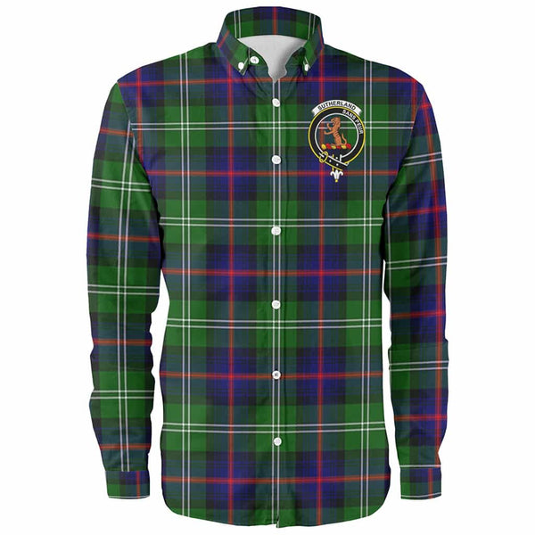 Scottish Sutherland II Clan Crest Tartan Long Sleeve Shirt Front Side Tartan Plaid