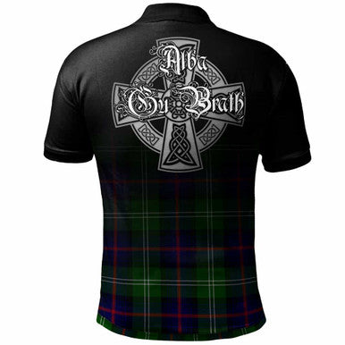 Scottish Sutherland II Clan Crest Tartan Polo Shirt - Alba Gu Brath Family Crest Celtic Inspired Back Side Tartan Plaid