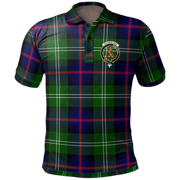 Scottish Sutherland II Clan Crest Tartan Polo Shirt Front Side Tartan Plaid
