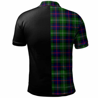 Scottish Sutherland II Clan Crest Tartan Polo Shirt - Half in Me Back Side Tartan Plaid