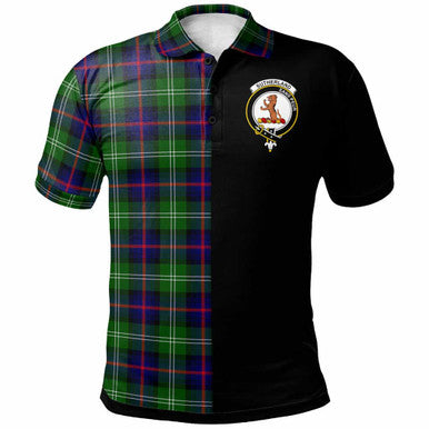 Scottish Sutherland II Clan Crest Tartan Polo Shirt - Half in Me Front Side Tartan Plaid