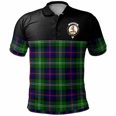 Scottish Sutherland II Clan Crest Tartan Polo Shirt - Horizontal Style Front Side Tartan Plaid