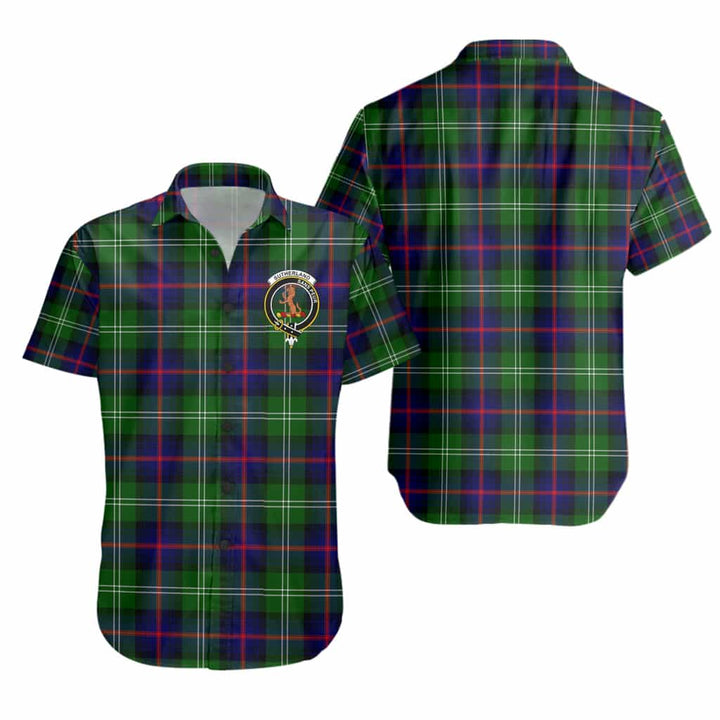 Scottish Sutherland II Clan Crest Tartan Short Sleeve Shirt Tartan Plaid