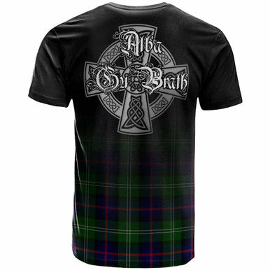 Scottish Sutherland II Clan Crest Tartan T-Shirt - Alba Gu Brath Family Crest Celtic Inspired Back Side Tartan Plaid