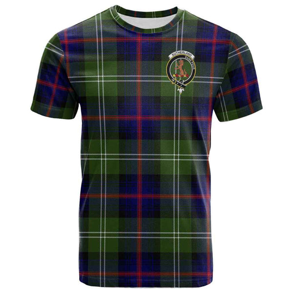 Scottish Sutherland II Clan Crest Tartan T-Shirt Front Side Tartan Plaid