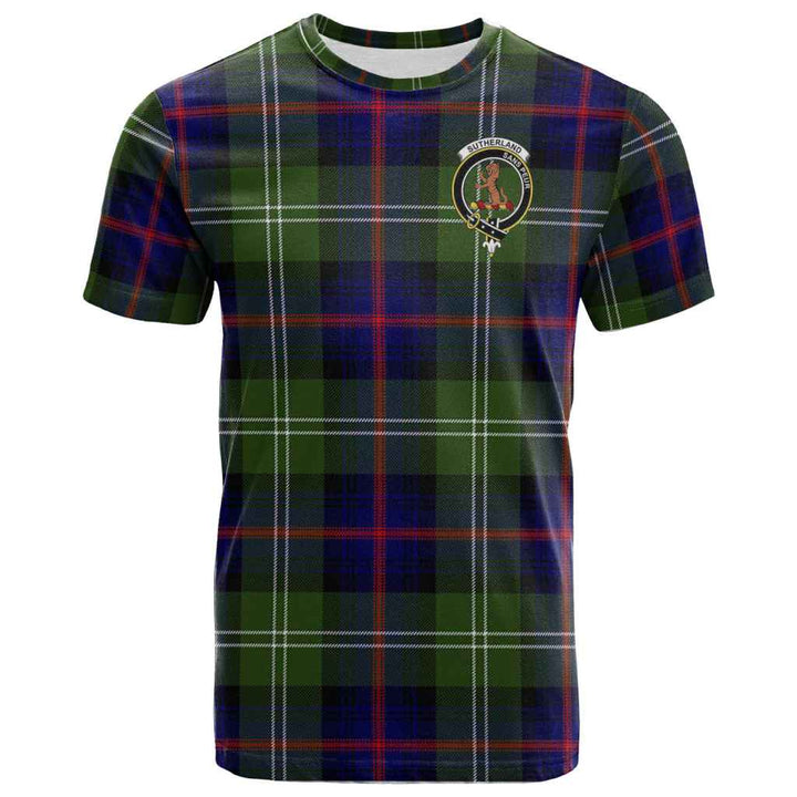 Scottish Sutherland II Clan Crest Tartan T-Shirt Front Side Tartan Plaid