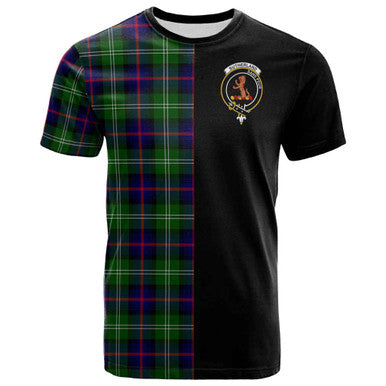 Scottish Sutherland II Clan Crest Tartan T-Shirt Half in Me Front Side Tartan Plaid