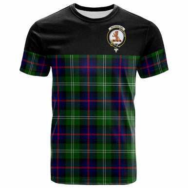 Scottish Sutherland II Clan Crest Tartan T-Shirt - Horizontal Style Front Side Tartan Plaid