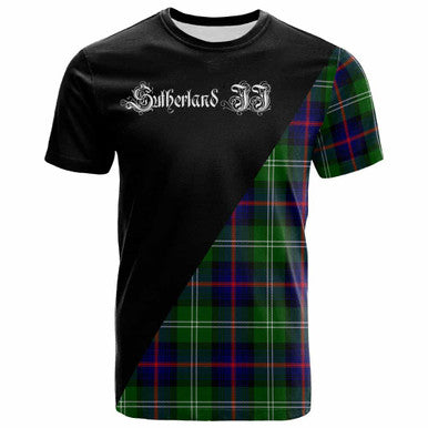 Scottish Sutherland II Clan Crest Tartan T-Shirt - Military Logo Front Side Tartan Plaid