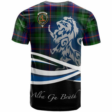 Scottish Sutherland II Clan Crest Tartan T-Shirt - Scotland Lion Back Side Tartan Plaid