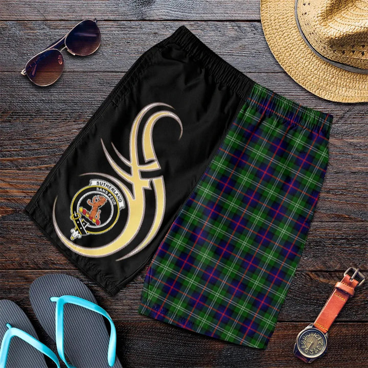 Scottish Sutherland Modern Clan Crest Tartan Believe in Me Men's Shorts