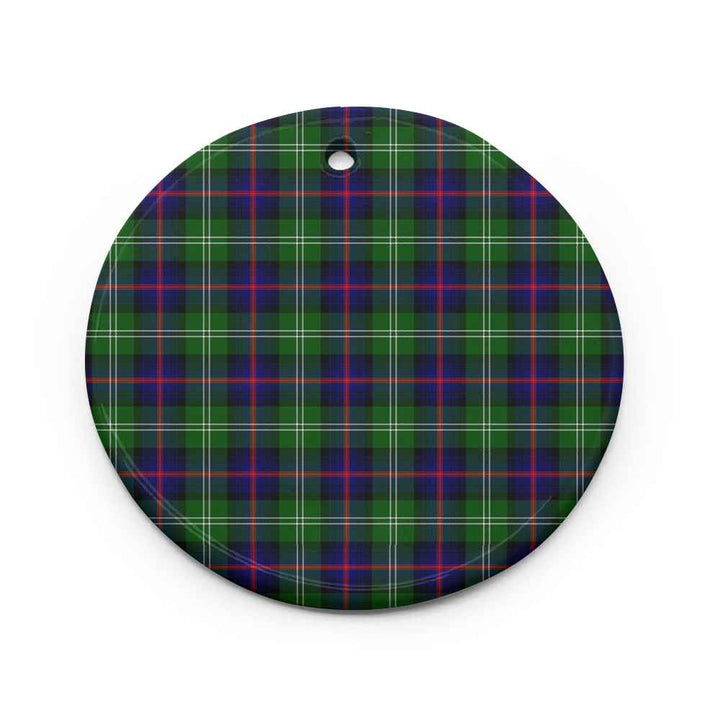 Scottish Sutherland Modern Clan Tartan Ceramic Ornament Circle Shape Tartan Plaid