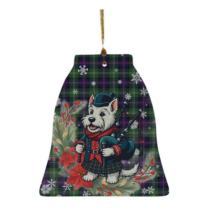 Scottish Sutherland Modern Clan Tartan Ceramic Ornament Cute Scottish Terrier Dog Bell Style Tartan Plaid